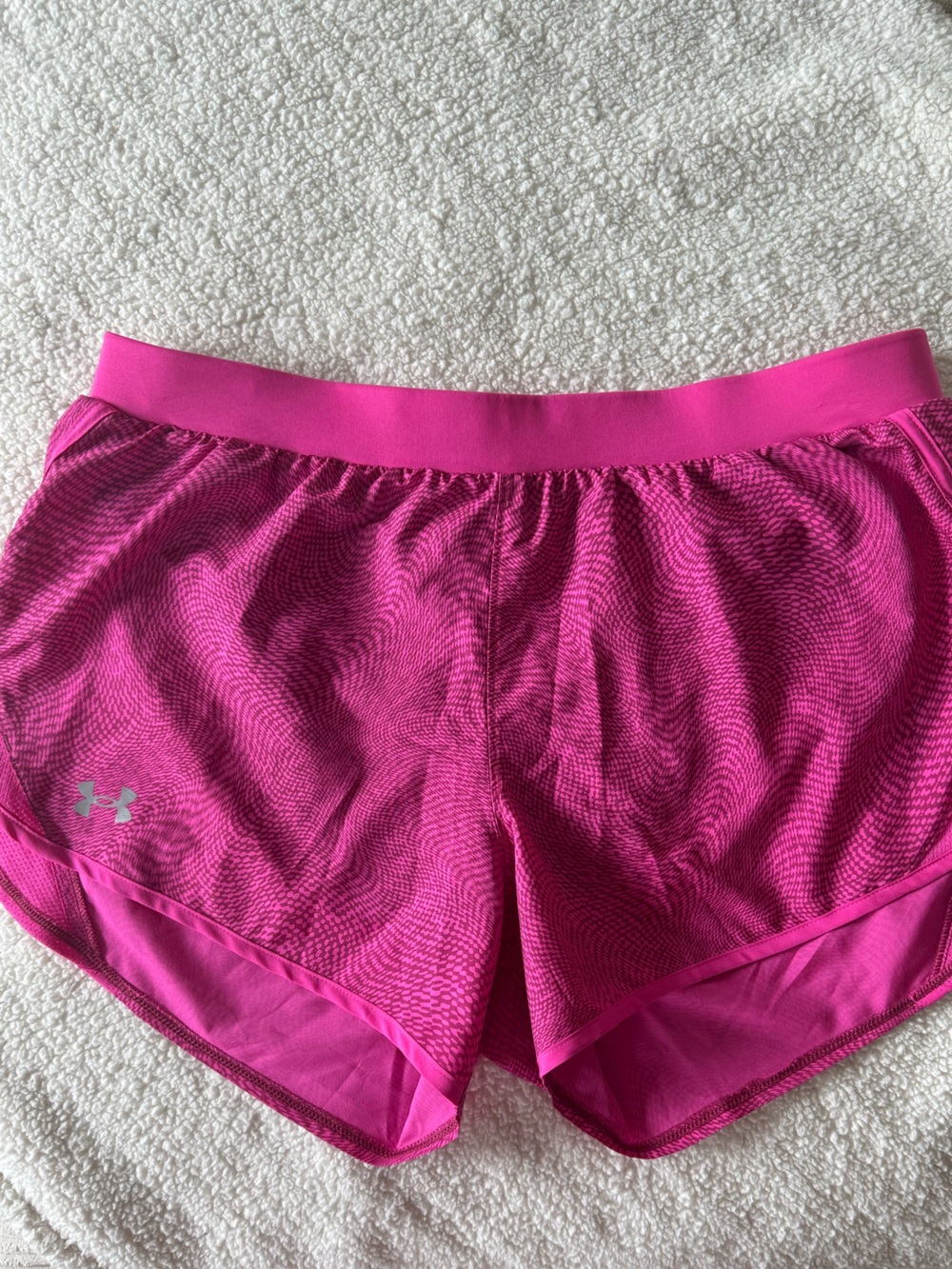 NEW Under Armour Shorts Women's Fly by 2.0 Printed Running Shorts Rebel Pink XL - Picture 8 of 11